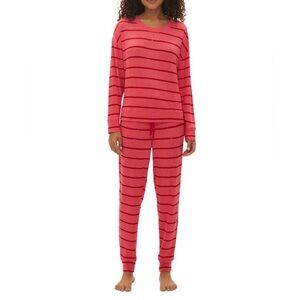 Gap Rosehip Red Stripe GapBody 2-Pc Long-Sleeve Pajamas Set